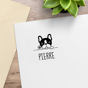 Cute French Bulldog Custom Name Rubber Stamp
