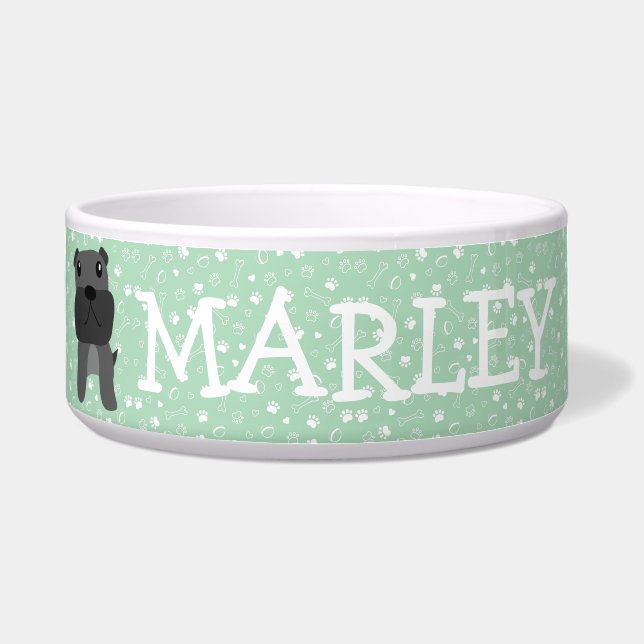 Cute French Bulldog Dog Customisable Name Bowl (Front)