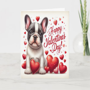 Cute French Bulldog Dog Happy Valentine's Day Holiday Card