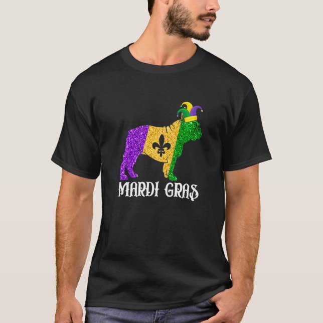 Cute French Bulldog Dog Lover Mardi Gras Party Jes T-Shirt (Front)