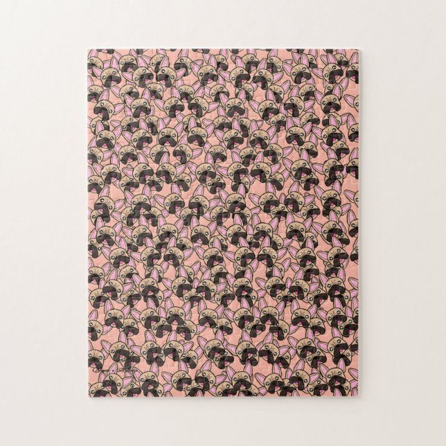 Cute French Bulldog Dog Pattern Extreme Difficulty Jigsaw Puzzle (Vertical)