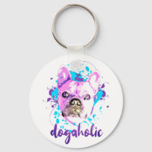 Cute French Bulldog Face Pink Blue Dogaholic