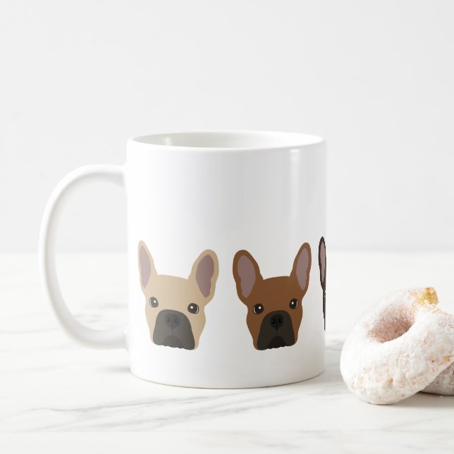 Cute French Bulldog Faces Coffee Mug (With Donut)