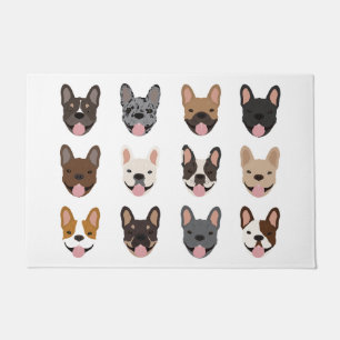 Cute French Bulldog Faces Pattern Doormat