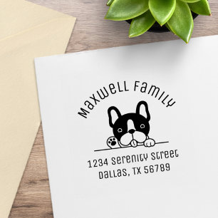 Cute French Bulldog Family Arch Address 2 Rubber Stamp