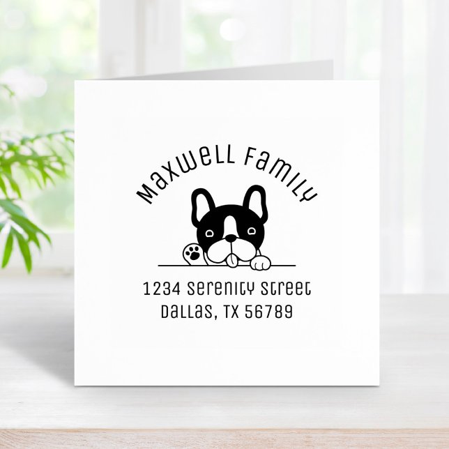 Cute French Bulldog Family Arch Address 2 Rubber Stamp (Creator Uploaded)