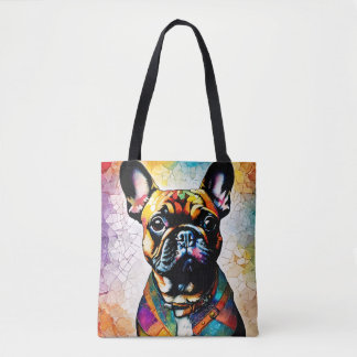 Cute French Bulldog "Frenchie" Colourful Tote
