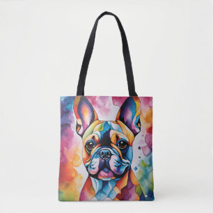 Cute French Bulldog "Frenchie" Colourful Tote Bag