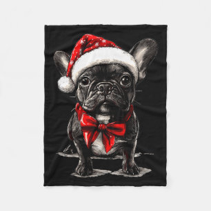Cute French Bulldog Frenchie Dog Christmas Merry X Fleece Blanket