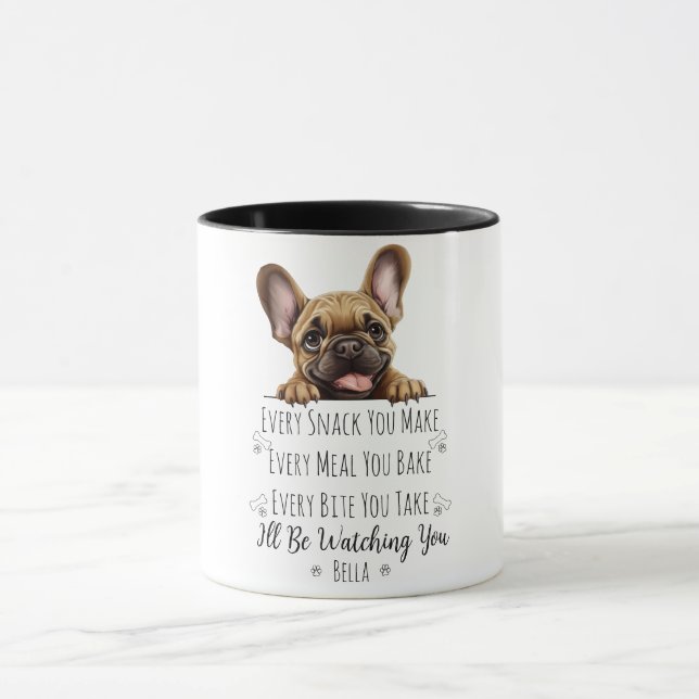 Cute French Bulldog Funny Custom Mug (Center)
