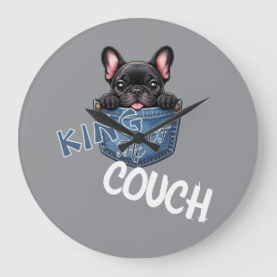 Cute French Bulldog Funny Dog Lover Large Clock