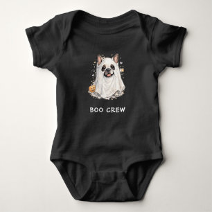 Cute French Bulldog Halloween Ghost Boo Crew Baby Bodysuit