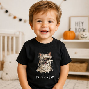 Cute French Bulldog Halloween Mummy Boo Crew Baby T-Shirt