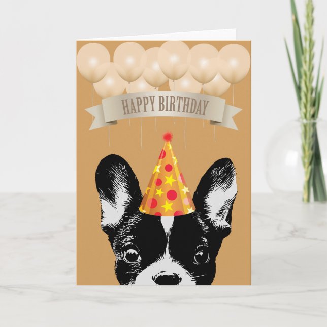 Cute French Bulldog Happy Birthday Card (Front)