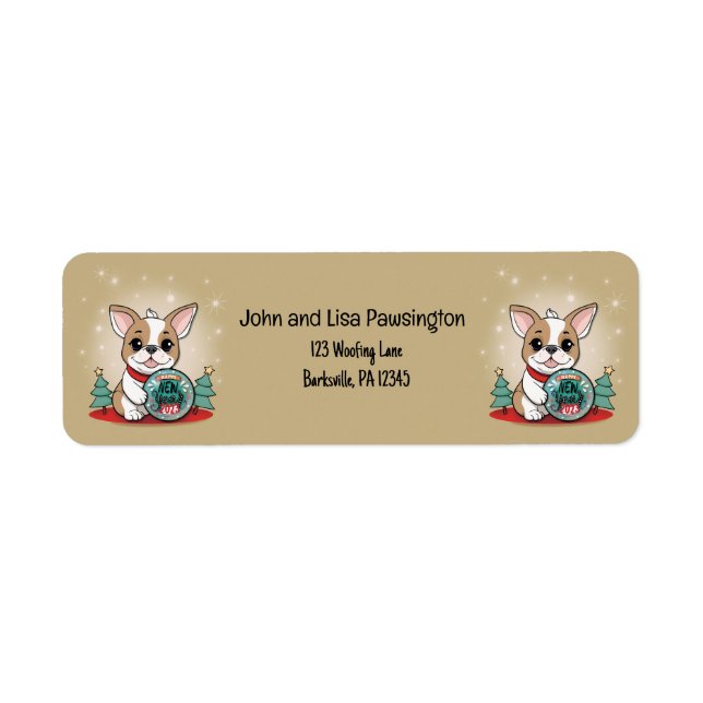 Cute French Bulldog Happy New Year Return Address Label (Front)