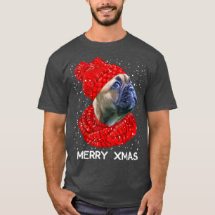 Cute French Bulldog Hat Scarf Merry Xmas Snow  T-Shirt