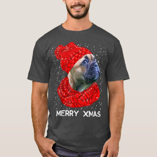 Cute French Bulldog Hat Scarf Merry Xmas Snow T-Shirt
