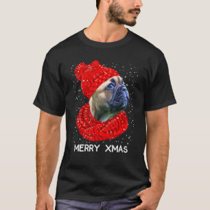 Cute French Bulldog Hat Scarf Merry Xmas Snow T-Shirt