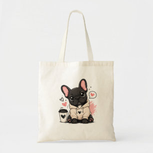 Cute French Bulldog Hoodie Illustration Tote Bag