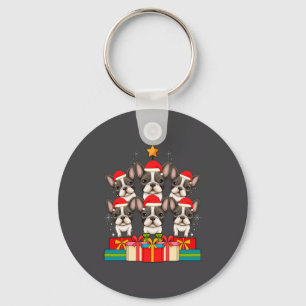 Cute French Bulldog Le Frenchie Christmas Tree Xma Key Ring