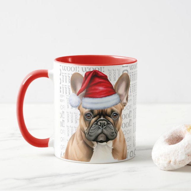 Cute French Bulldog Lover Christmas Holiday Mug (With Donut)