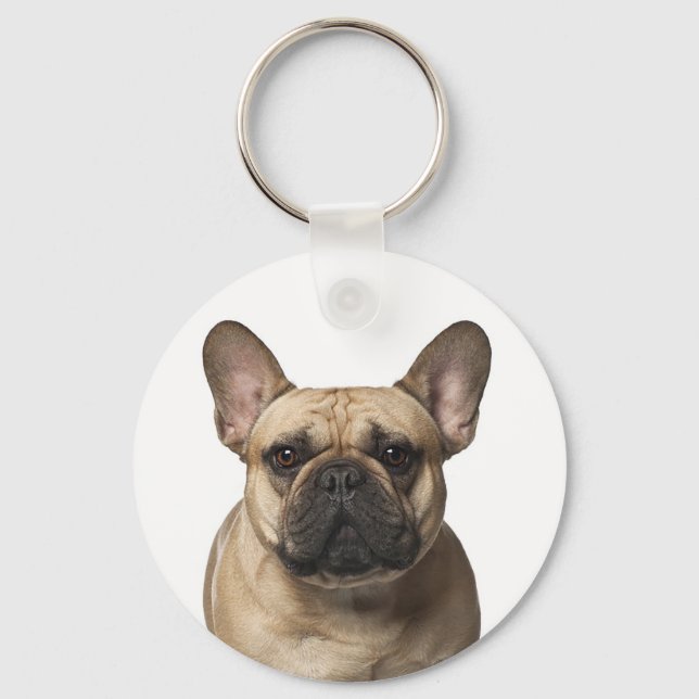 Cute French Bulldog Mom Frenchie Dad Puppy Dog Key Ring (Front)