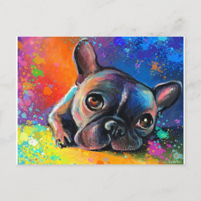 Cute French Bulldog painting Svetlana Novikova Postcard (Front)