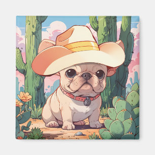 Cute French Bulldog pastel cowboy Magnet