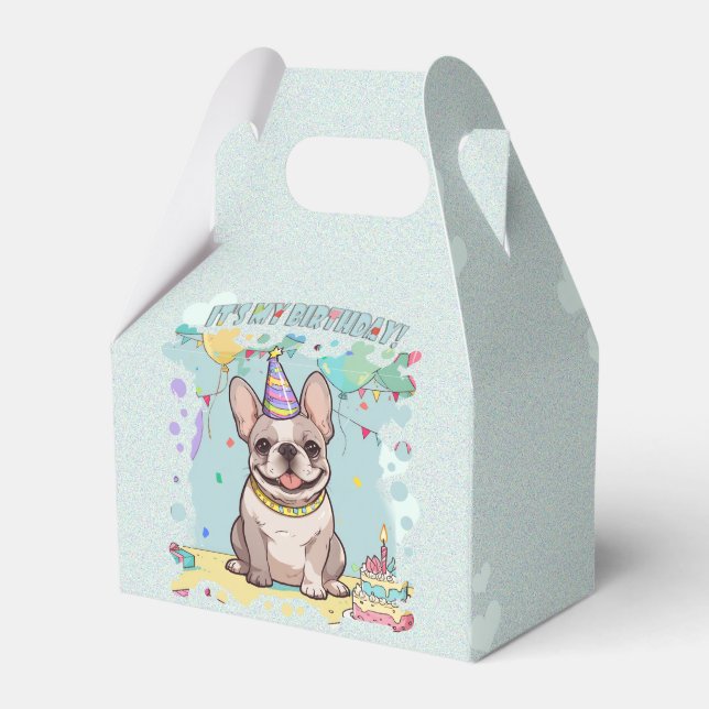 Cute French Bulldog Pastel It's my Birthday Favour Box (Back Side)