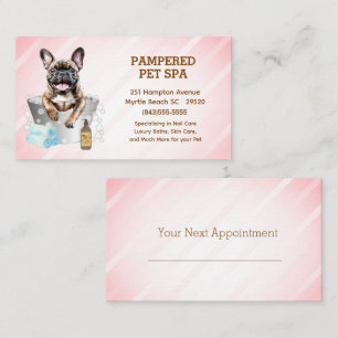 Cute French Bulldog Pet Groomer Spa Appointment Business Card