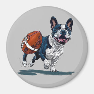 Cute French Bulldog Playing Football Magnet