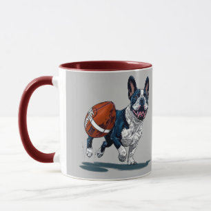 Cute French Bulldog Playing Football Mug
