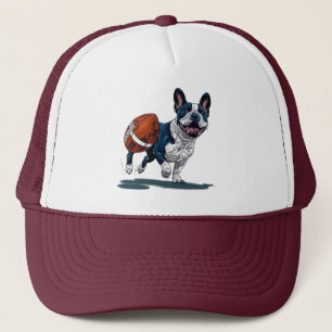 Cute French Bulldog Playing Football Trucker Hat