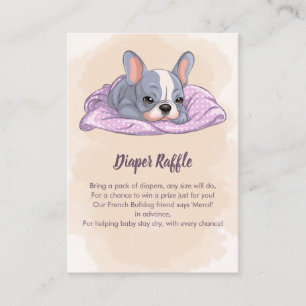 Cute French Bulldog Pup Pink Blanket Diaper Raffle Enclosure Card