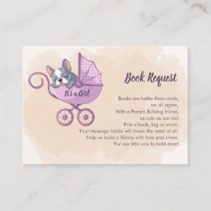 Cute French Bulldog Pup Pink Stroller Book Request Enclosure Card