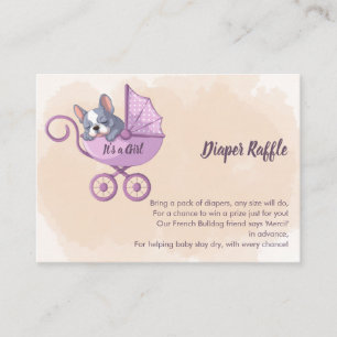 Cute French Bulldog Pup Pink Stroller Diaper Raffl Enclosure Card