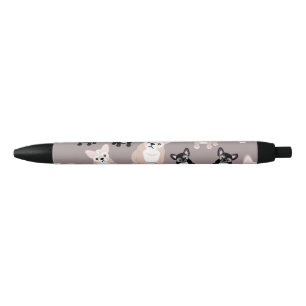 Cute French Bulldog Puppies Black Ink Pen