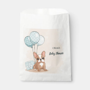 Cute French Bulldog Puppy Blue Balloon Baby Shower Favour Bag