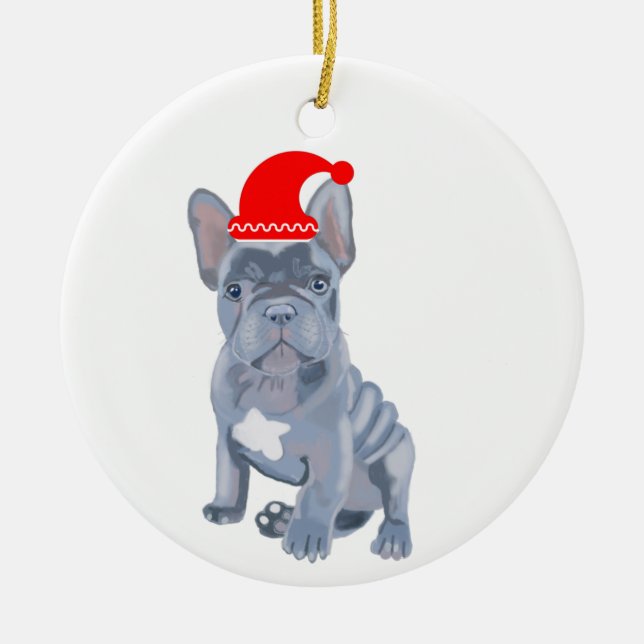 Cute French Bulldog Puppy  Ceramic Ornament (Front)
