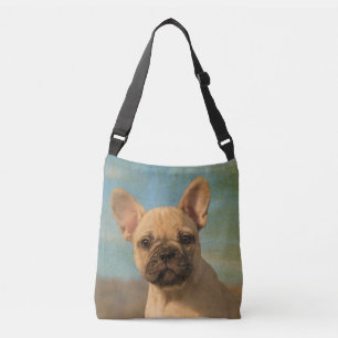 Cute French Bulldog Puppy Dog Portrait Photo - on Crossbody Bag