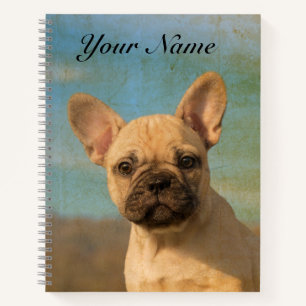 Cute French Bulldog Puppy - Funny Dog Head - Name Notebook