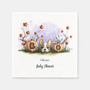 Cute French Bulldog Puppy Halloween Baby Shower Napkin