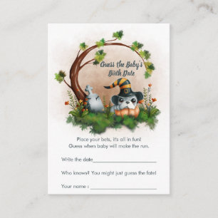 Cute French Bulldog Puppy Halloween Guess Date Enclosure Card