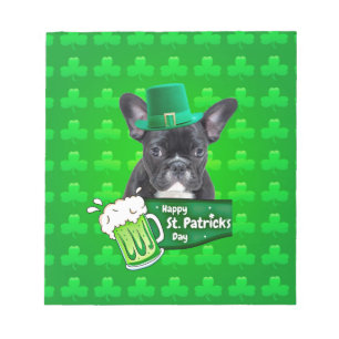 Cute French Bulldog Puppy Hat St. Patrick Day Notepad