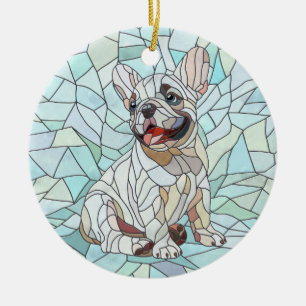 Cute French Bulldog Puppy - pastel mosaic Ceramic Ornament