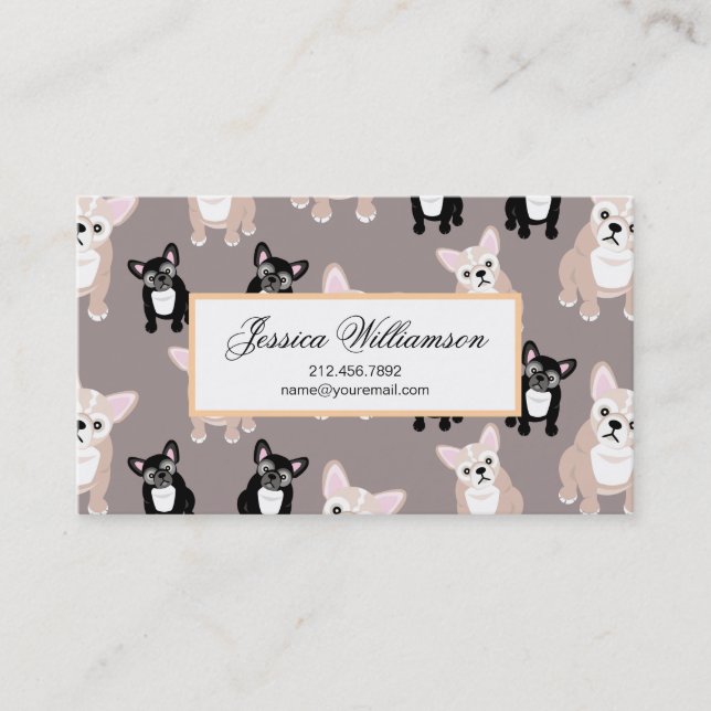 Cute French Bulldog Puppy Pattern Business Card (Front)