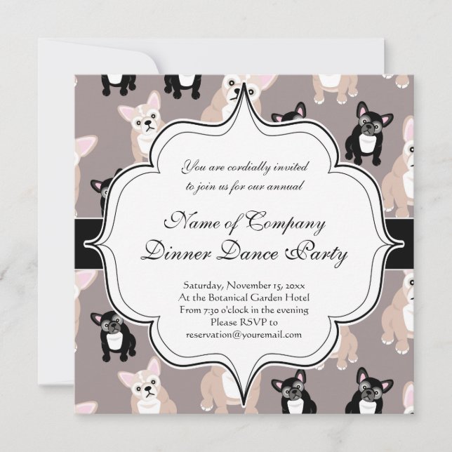 Cute French Bulldog Puppy Pattern Invitation (Front)