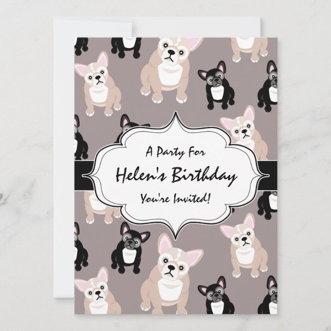 Cute French Bulldog Puppy Pattern Invitation (Front)