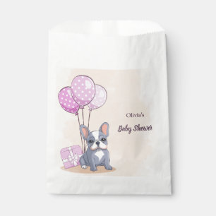 Cute French Bulldog Puppy Pink Balloon Baby Shower Favour Bag