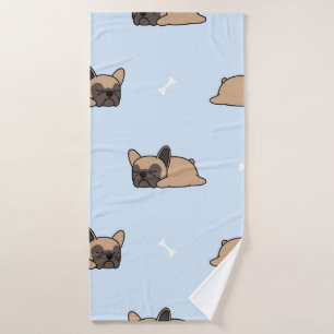 Cute french bulldog puppy sleeping seamless patter bath towel